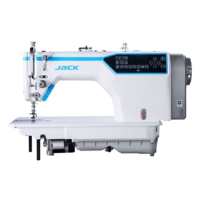 JACK A7-D - stebnówka automatyczna 1-igłowa, elektroniczny system transportu, DD, pozycjoner, ścieg 5mm, do materiałów lekkich i średnich - komplet