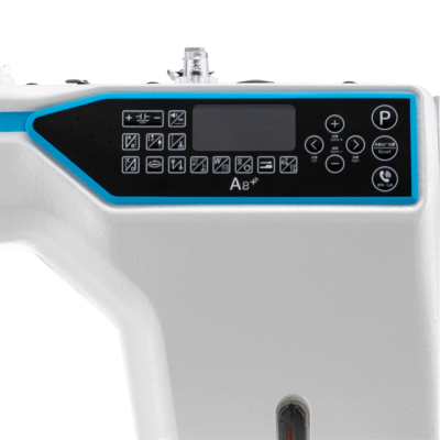 JACK A8 - stebnówka 1-igłowa, automat, elektroniczny system transportu/regulacji ściegu, krótkie obcinanie, ramie 30,5cm, średnie szycie - komplet