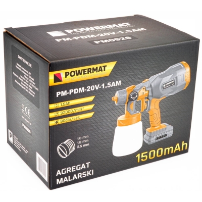 POWERMAT PM-PDM-20V-1.5AM - AKUMULATOROWY AGREGAT / PISTOLET DO MALOWANIA PM-PDM-20V-1.5AM