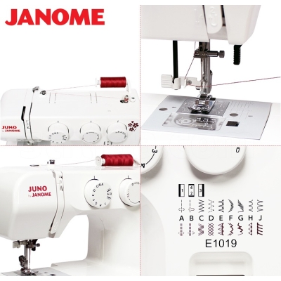 JANOME JUNO E1019 Maszyna do szycia wieloczynnościowa sterowana mechanicznie, 19 programów