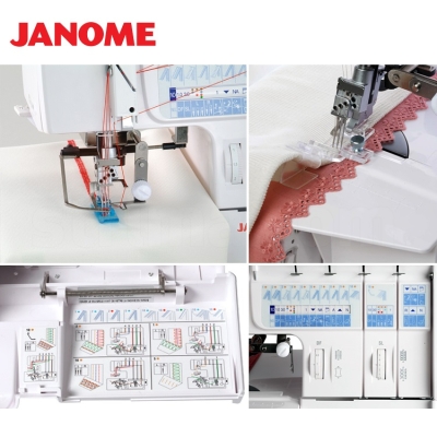 JANOME 1200D PROFESSIONAL Owerlok - coverlok 2, 3, 4, 5-nitkowy, ze ściegami drabinkowymi (2 i 3-nitkowymi) - maszyna do szycia