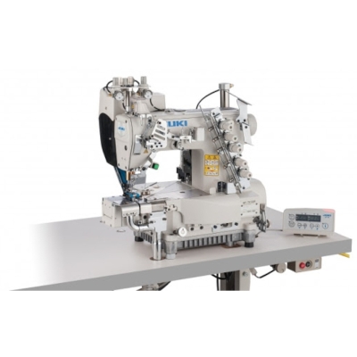 JUKI  MF7913DRH24/UT56/MC37 - renderka cylindryczna 3-igłowa z automatyką, transportem górnym, regulowanym dociskiem, do podwijania, lekkie szycie