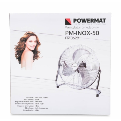 POWERMAT PM-INOX-50 - WENTYLATOR PODŁOGOWY POWERMAT PM-INOX-50 50CM 250W