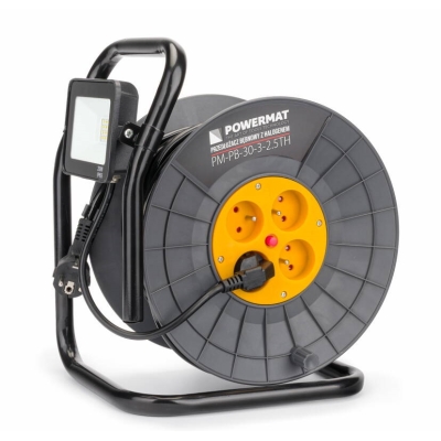 POWERMAT PM-PD-30-3-2.5TH - PRZEDŁUŻACZ BĘBNOWY 30M 3X2,5 NA BĘBNIE + HALOGEN PM-PD-30-3-2.5TH