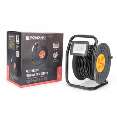 POWERMAT PM-PD-30-3-2.5TH - PRZEDŁUŻACZ BĘBNOWY 30M 3X2,5 NA BĘBNIE + HALOGEN PM-PD-30-3-2.5TH