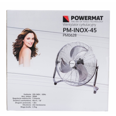 POWERMAT PM-INOX-45 - WENTYLATOR PODŁOGOWY POWERMAT PM-INOX-45 45CM 200W