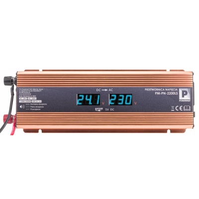 POWERMAT PM-PN-2200LS - PRZETWORNICA NAPIĘCIA SAMOCHODOWA 24V 2200W LCD PM-PN-2200LS